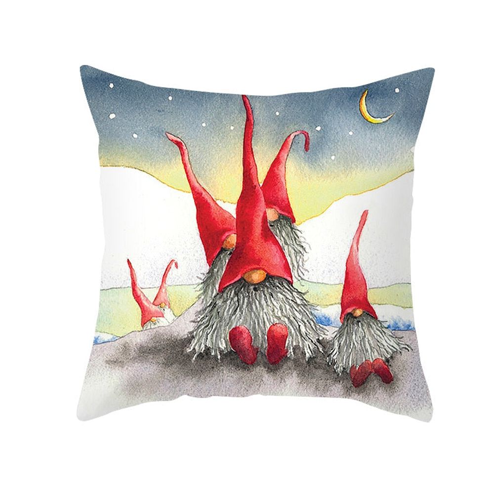 Housse de coussin de noël - lutins avec chapeaux rouges