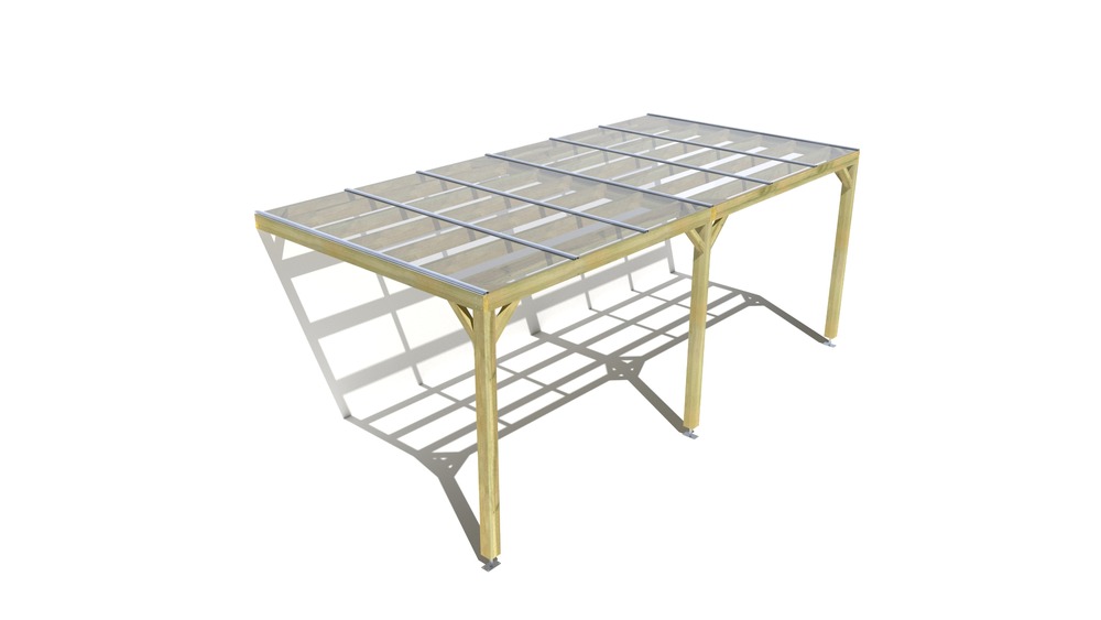 Pergola bois • 6m x 3m • adossée • sens largeur • couverture étanche transparente incluse • livraison comprise