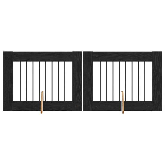 Portillon pour chien avec supports 2 pcs chêne noir 80 x 60 cm