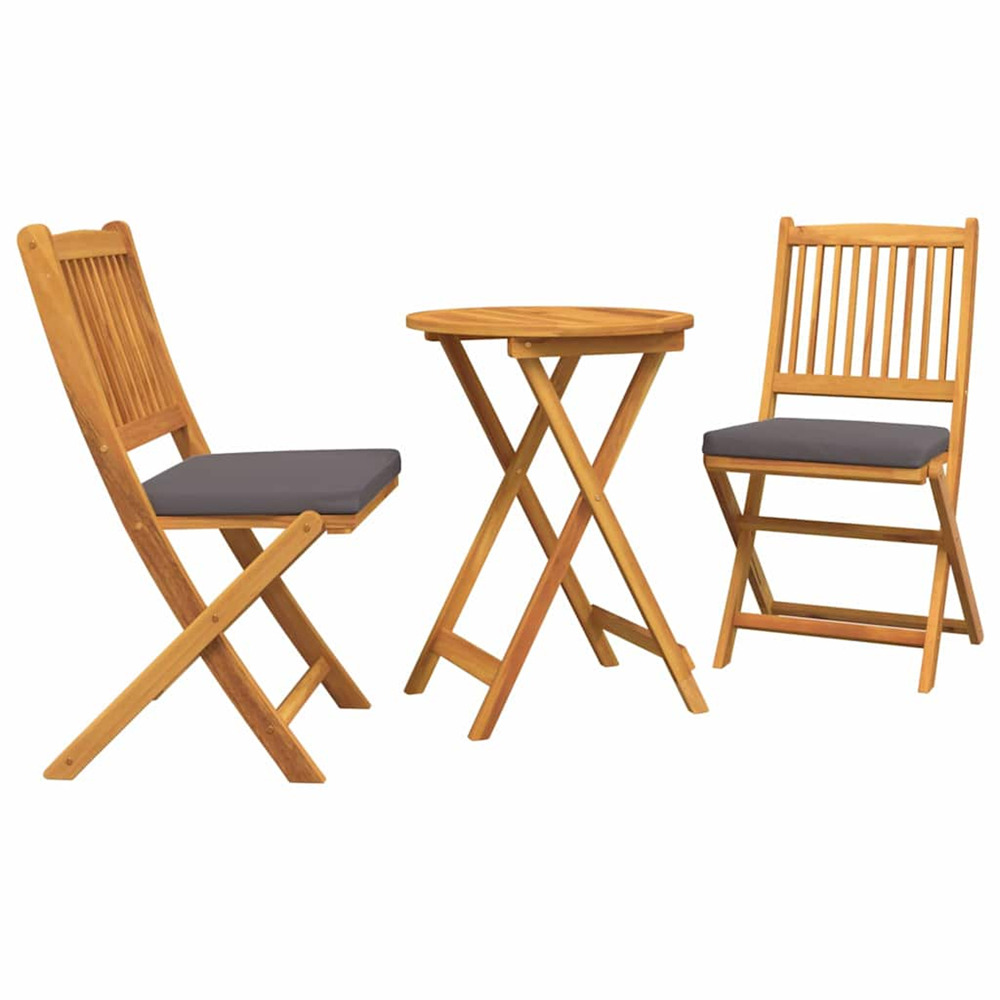 Ensemble bistro de jardin 3 pcs marron bois d'acacia massif