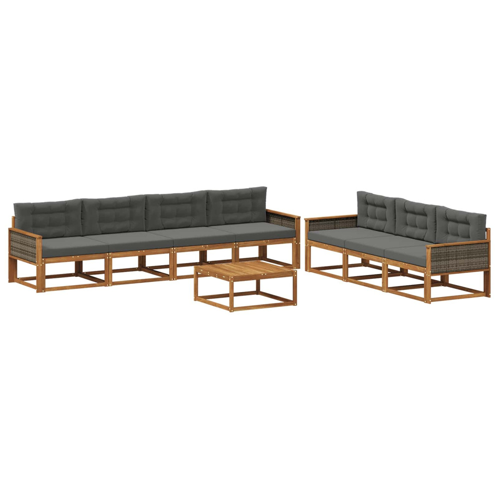 Ensemble de canapés d'extérieur 8 pcs naturel et anthracite