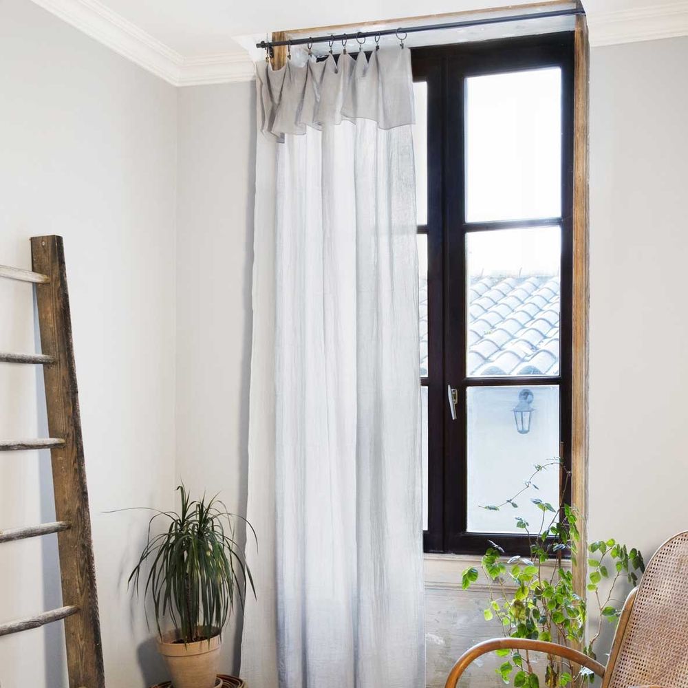 Rideau ajustable + 8 anneaux pince collection gaia
