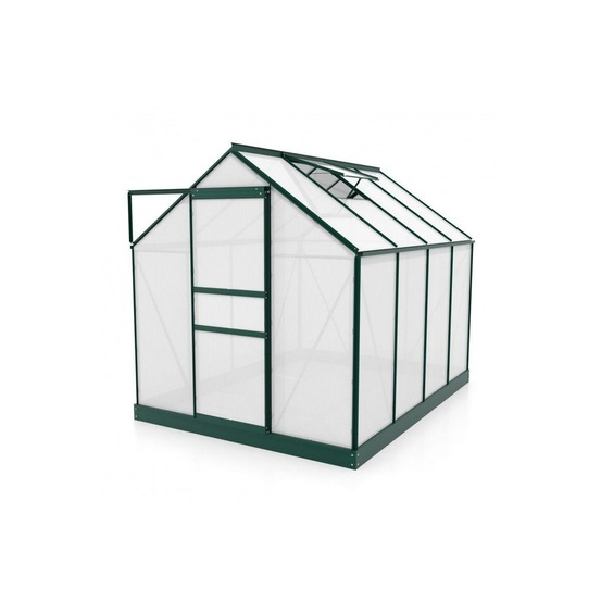 Serre de jardin en polycarbonate 6 mm et aluminium vert émeraude avec embase ve