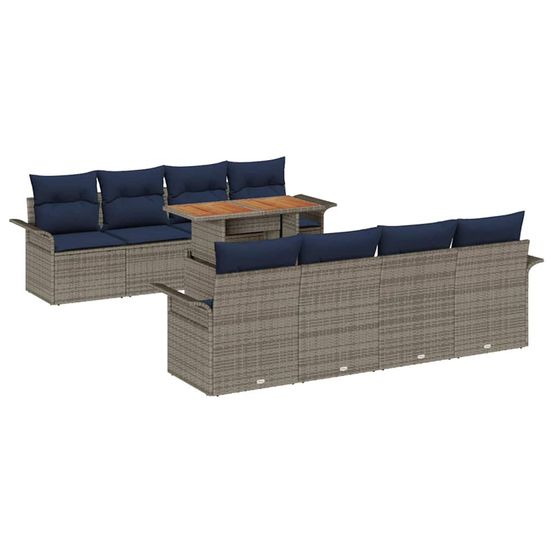 Ensemble de canapé de jardin 9 pc gris poly rotin