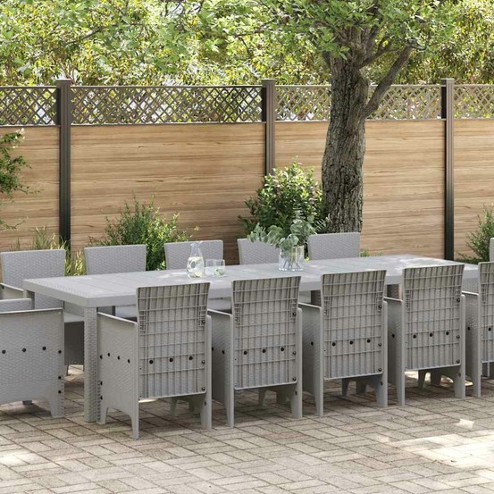 Ensemble de salle à manger pour jardin 13 pcs gris clair