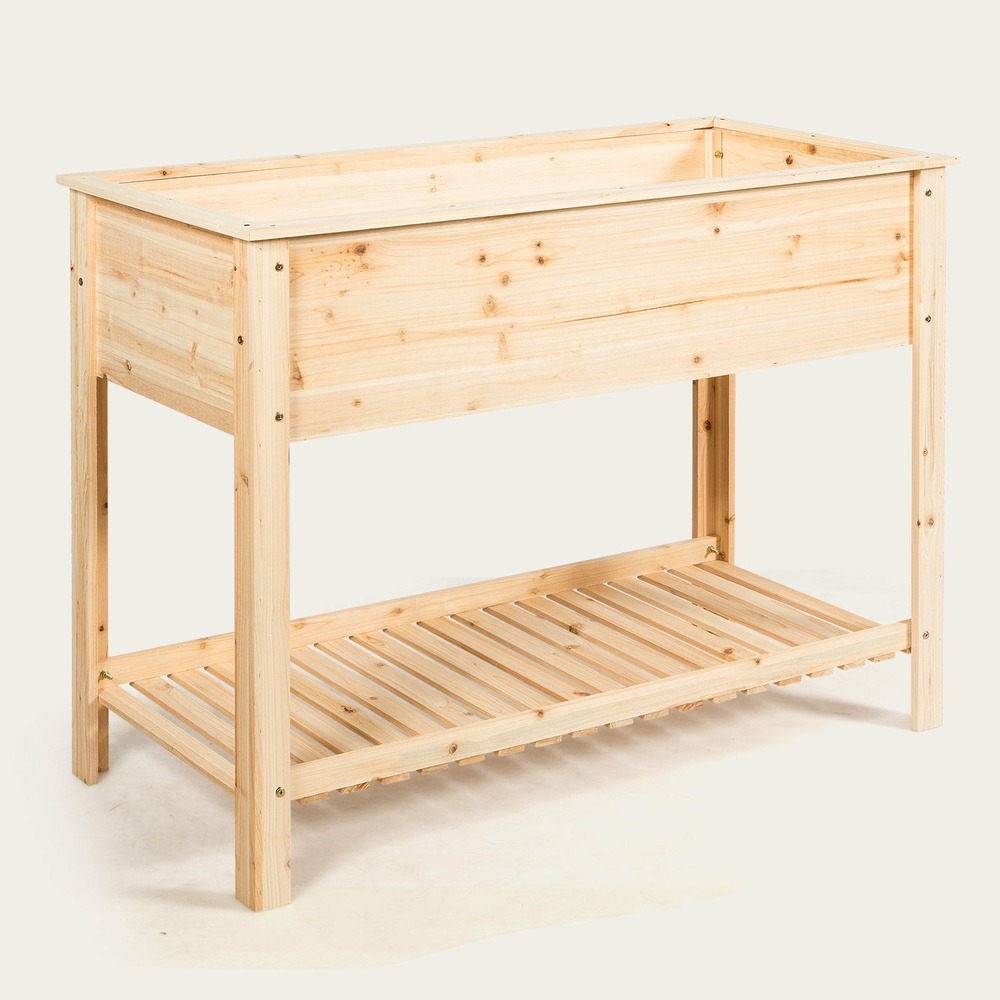Jardinière surélevé en bois avec étagère idéal pour la croissance des plantes fleurs végétaux 92 x 41 x 81 cm