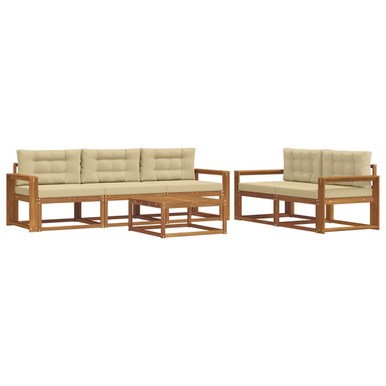 Ensemble de canapés d'extérieur 6 pcs naturel et beige