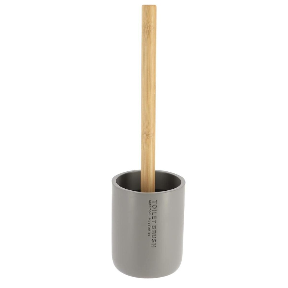 Brosse wc polyresine - gris/bambou