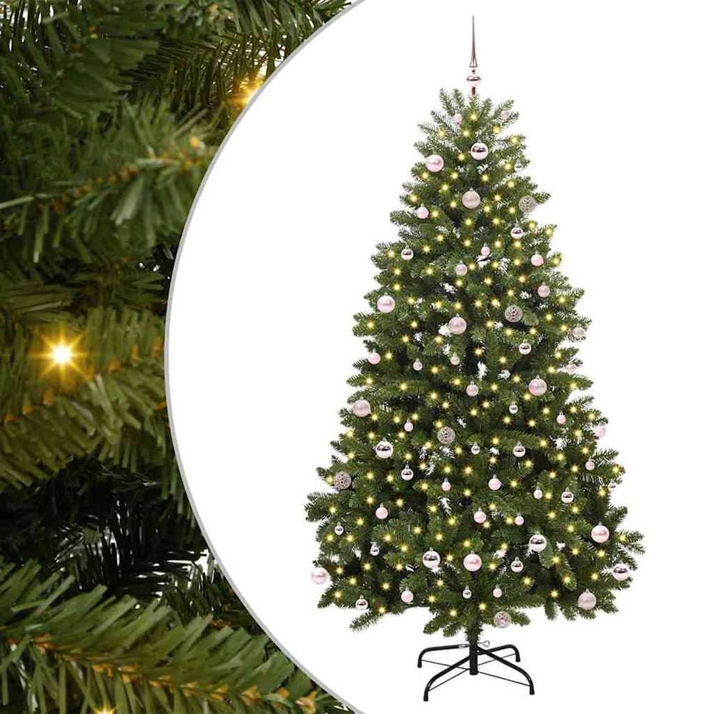 Sapin de noël artificiel avec 300 led vert 240 cm pvc et métal