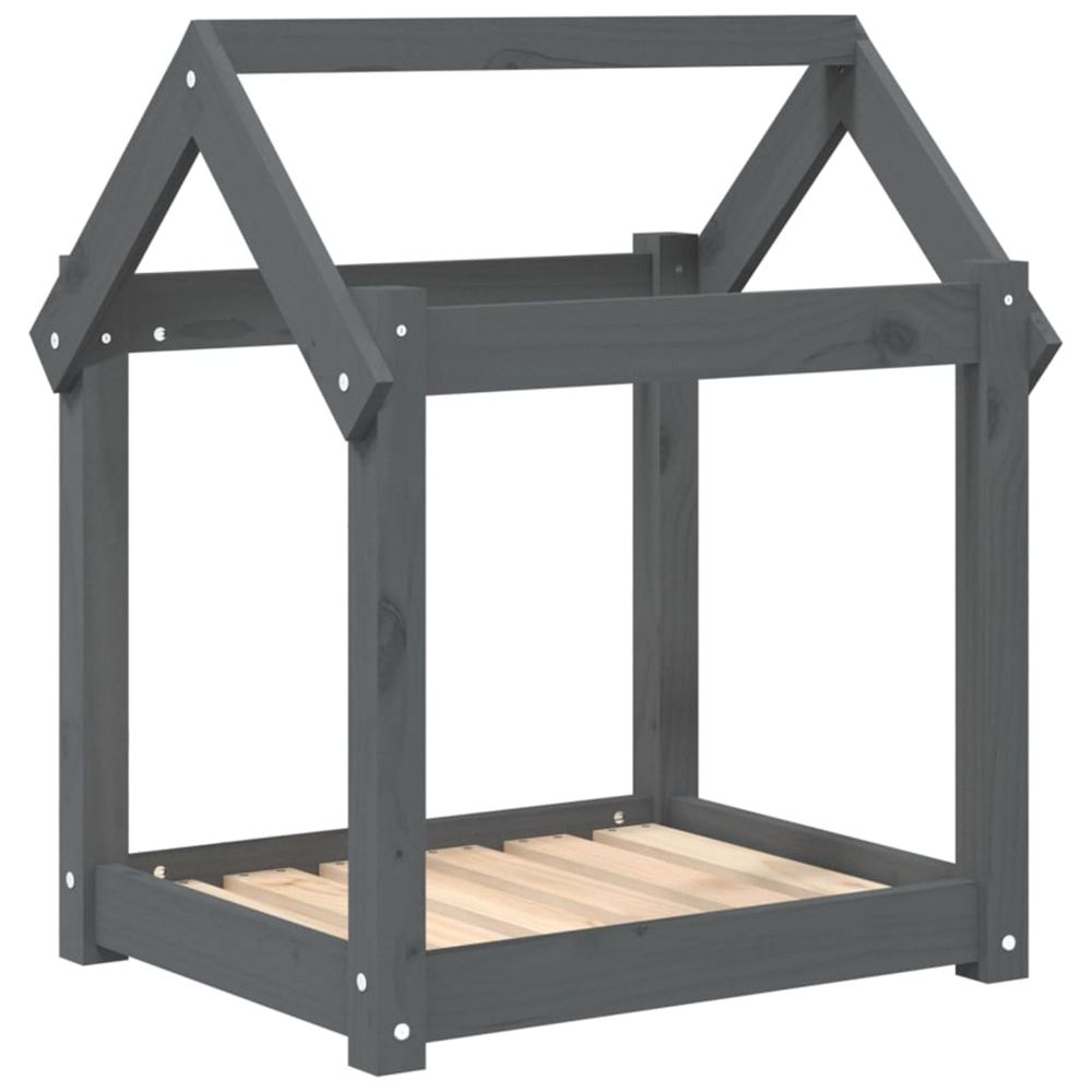 Lit pour chien gris 61x50x70 cm bois de pin solide