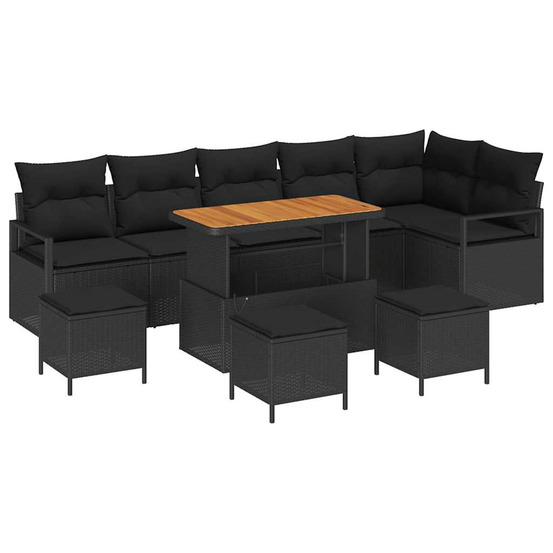 Ensemble de canapé de jardin avec coussin 10 pcs noir