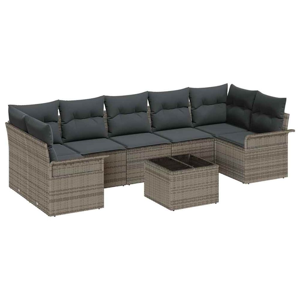 Ensemble de canapé de jardin 8 pc gris polyrotin