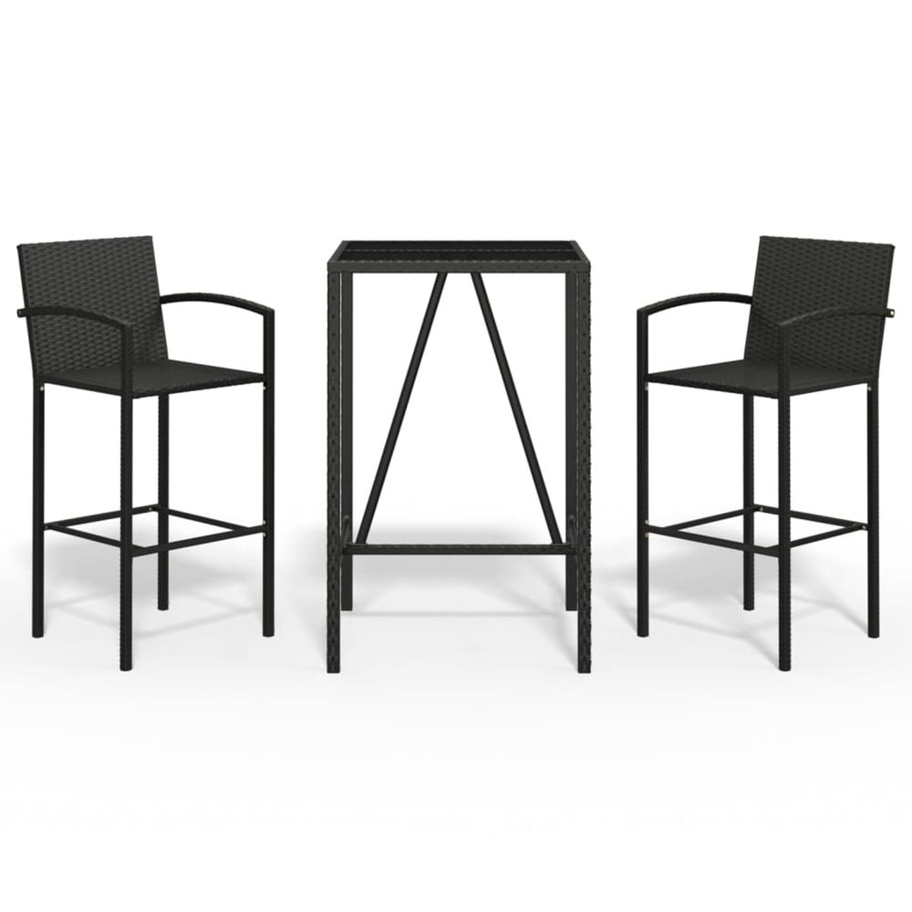 Ensemble de bar de jardin 3 pcs noir résine tressée