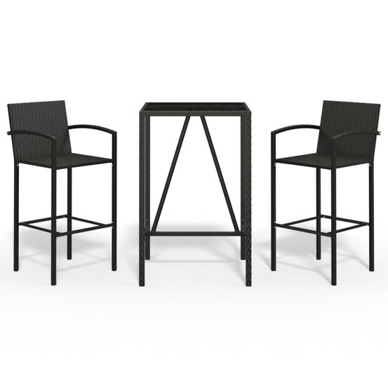 Ensemble de bar de jardin 3 pcs noir résine tressée