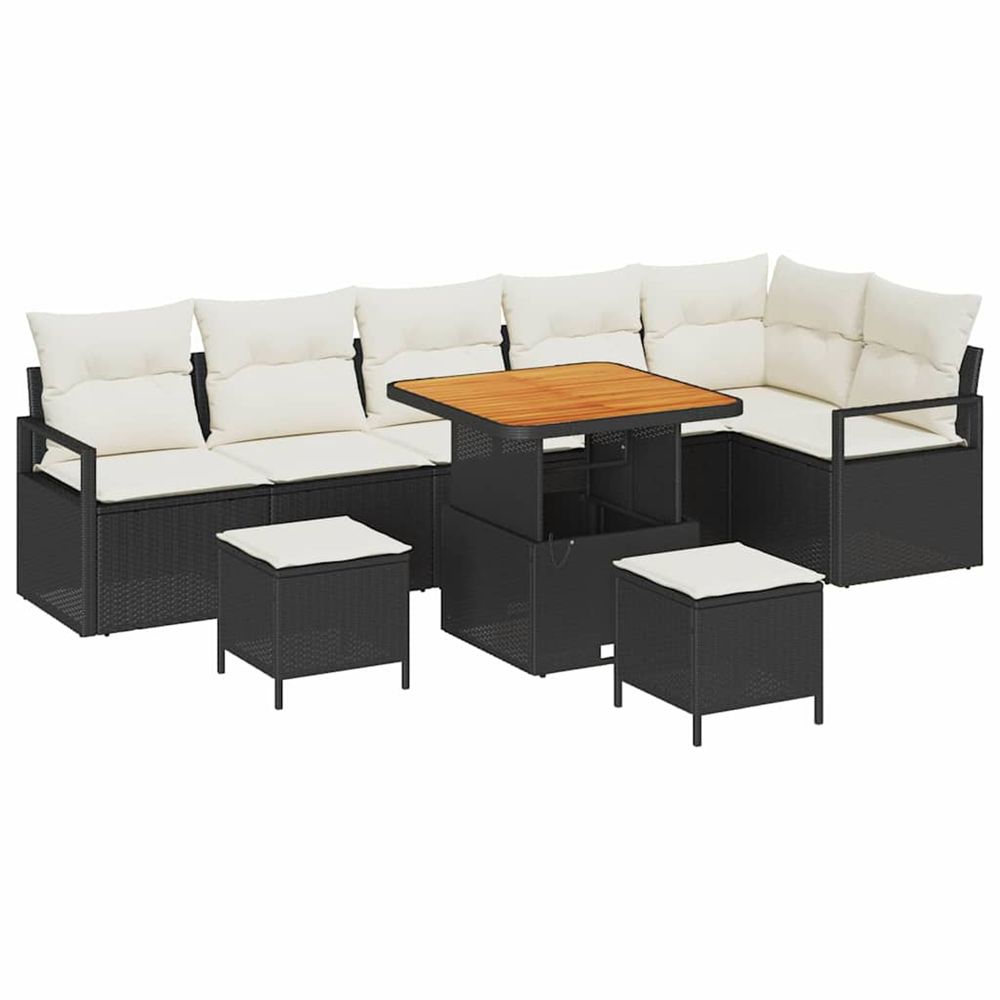 Ensemble de canapé de jardin 9 pc noir poly rotin
