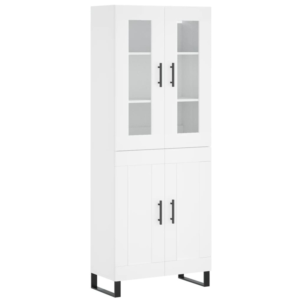 Buffet bahut commode armoire meuble de rangement organisateur cuisine salle de séjour salon haut 69,5 x 34 x 180 cm bois d'in