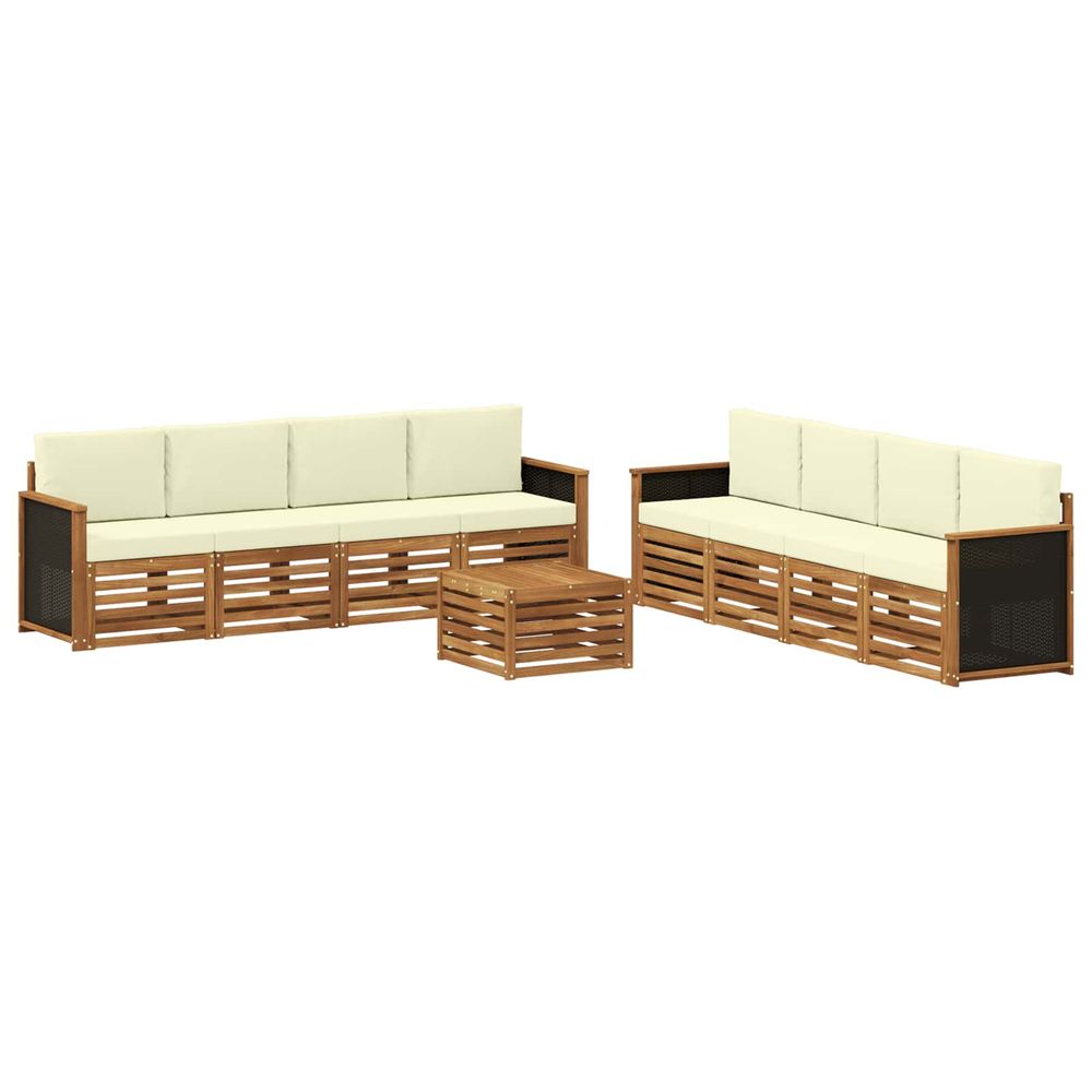Ensemble de canapés d'extérieur 9 pc naturel et crème