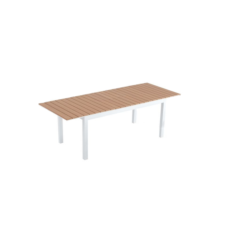 Table extensible de jardin 8 places en aluminium et bois madeira