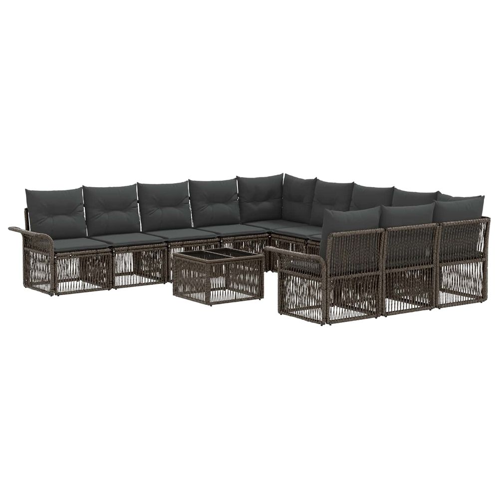 Ensemble de canapé de jardin 12 pc gris polyrotin