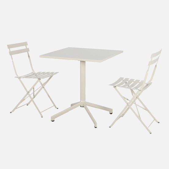 Table de jardin bistrot carrée pliante acier 70cm + 2 places - chiara/emilia