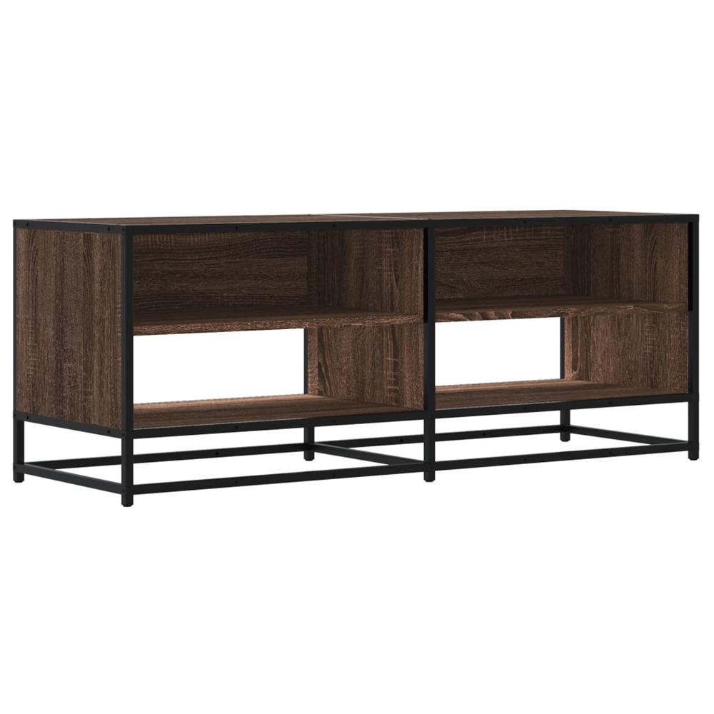 Meuble tv chêne marron 120,5x40x46cm bois d'ingénierie et métal