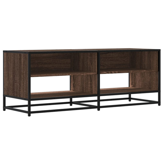 Meuble tv chêne marron 120,5x40x46cm bois d'ingénierie et métal