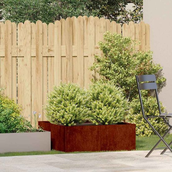 Grand potager surélevé acier corten design rouillé 80x80x30 cm
