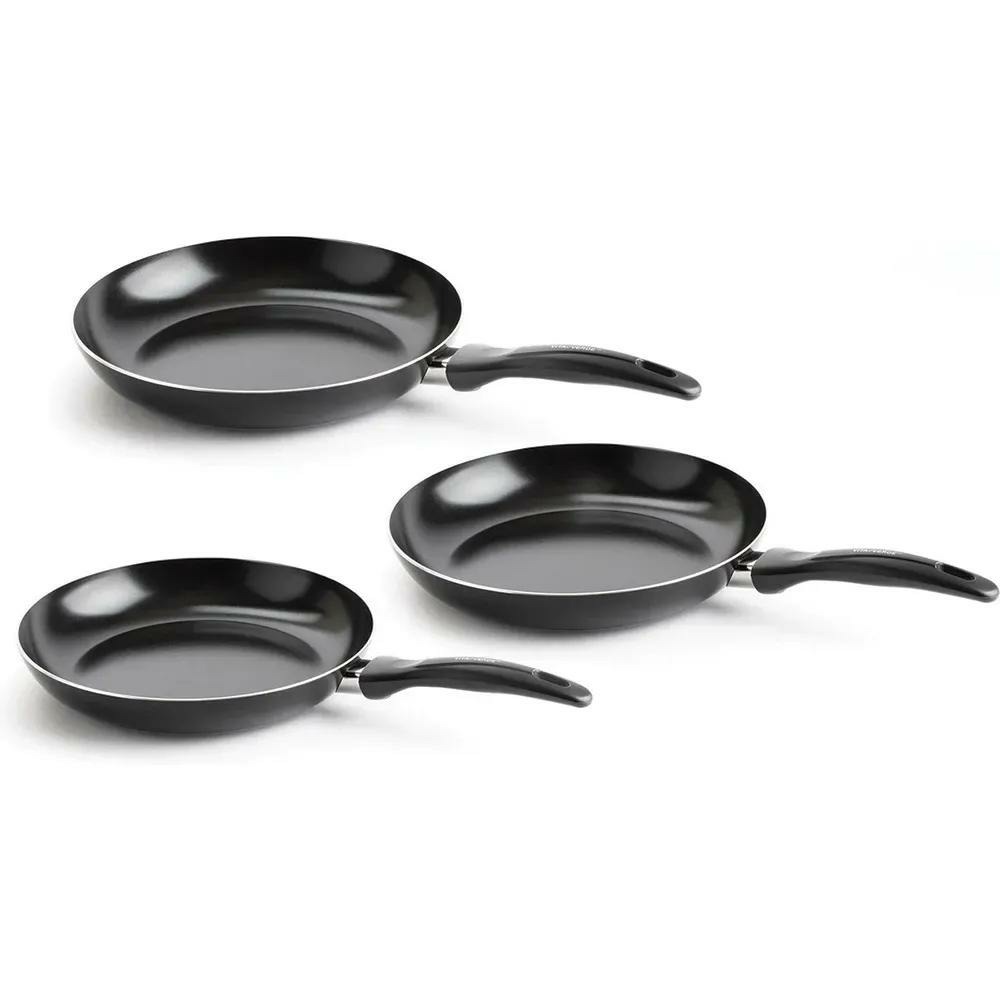 Lot de 3 poêles vita verte en aluminium anti-adhésif - ø20/24/28cm - tous feux