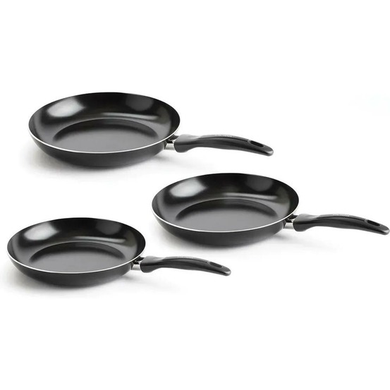Lot de 3 poêles vita verte en aluminium anti-adhésif - ø20/24/28cm - tous feux