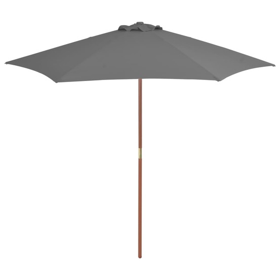 Parasol d'extérieur avec mât en bois 270 cm anthracite