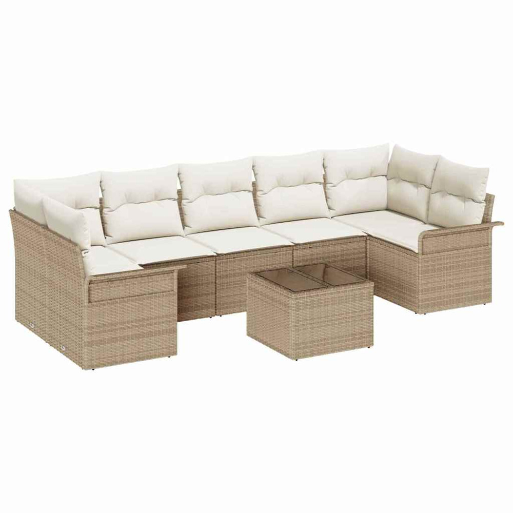 Ensemble de canapé de jardin 8 pcs beige et crème polyrotin