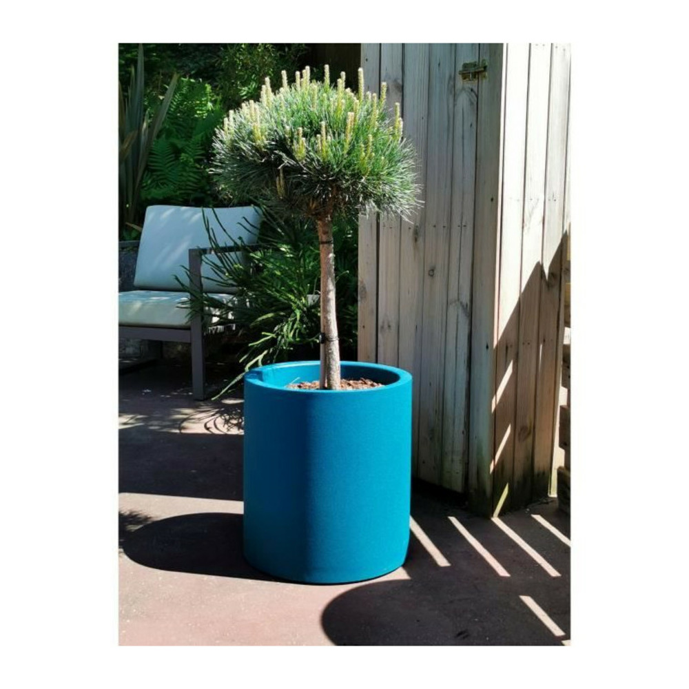 Bac à fleurs rond granit - plastique ø 50 cm - bleu
