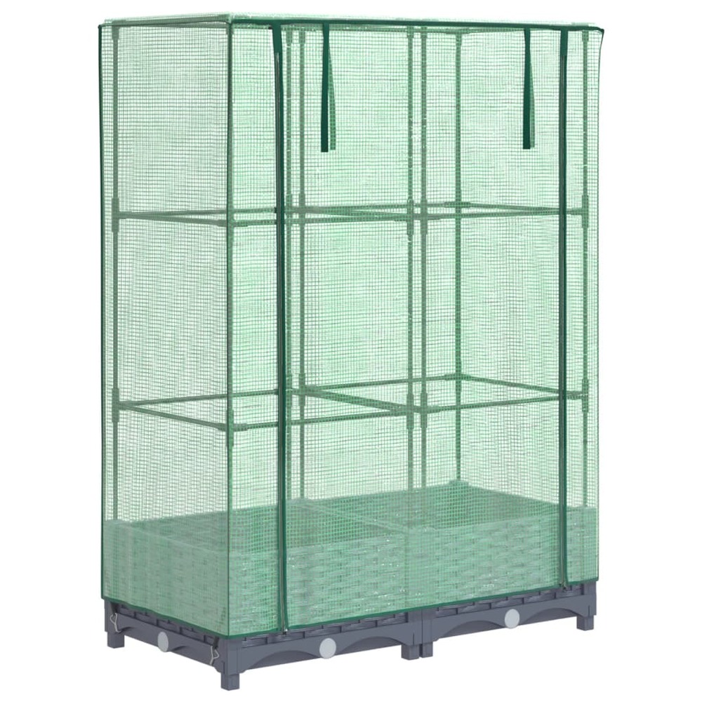 Jardinière bac lit surélevé plantes fleurs terrasse jardin surélevée avec housse aspect rotin 80 x 40 x 123 cm blue gris 02_0