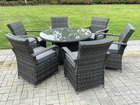 Rattan meubles de jardin table à manger et chaises wicker patio extérieur 6 chaises plus table ronde