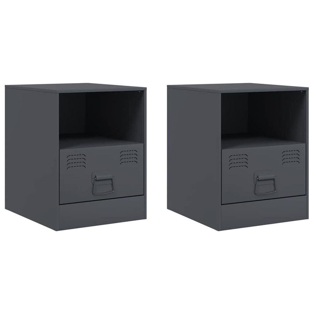 Tables de chevet 2 pcs anthracite 34,5x39x44 cm acier