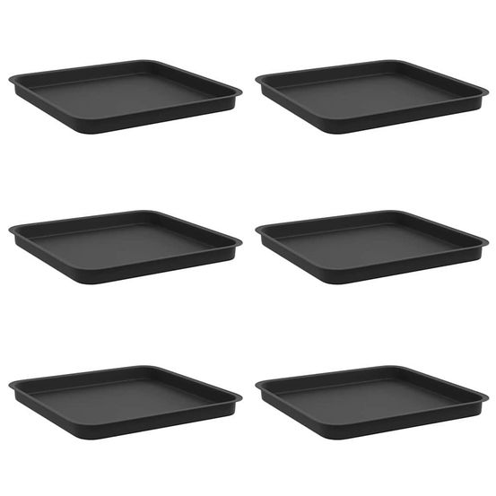 Plateau carré à fleurs 6 pc noir 36 x 36 x 3 cm plastique