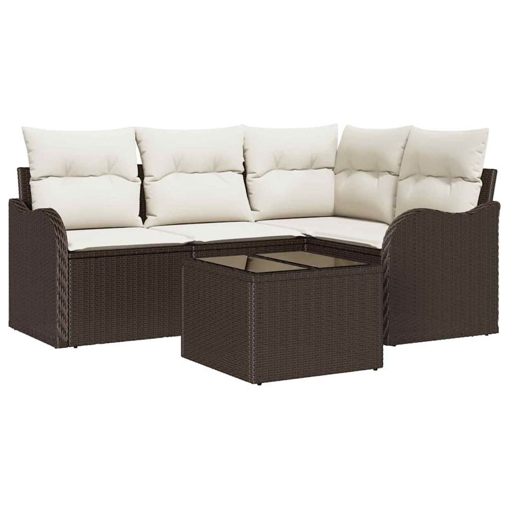 Ensemble de canapé de jardin 5 pc gris polyrotin