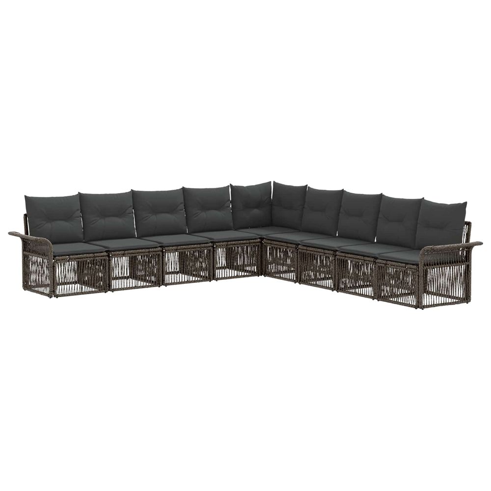 Ensemble de canapé de jardin 9 pc gris polyrotin