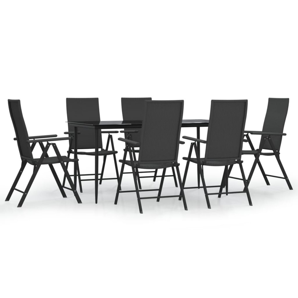 Ensemble à manger de jardin 7 pcs noir résine tressée