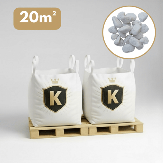 Galet marbre blanc 40/60 mm – pack 2 big bag +/- 1,5t – 20 m²