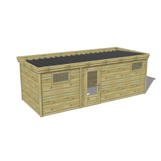 Abri de jardin bois pin traité autoclave 27mm - 6,395x2,64m / 17m2 - bac acier - abri français