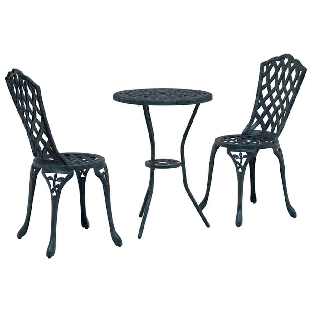 Ensemble bistro de jardin 3 pcs vert aluminium