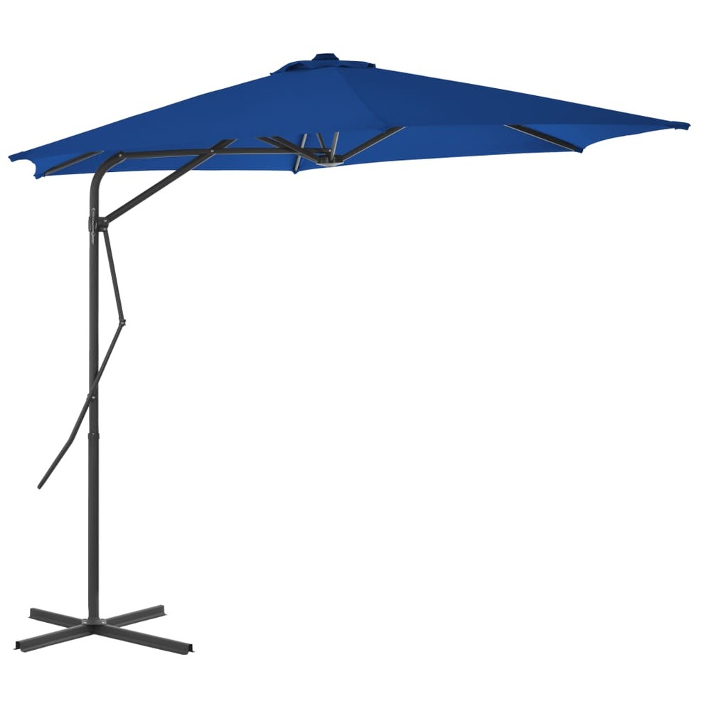 Parasol d'extérieur avec mât en acier bleu 300x230 cm