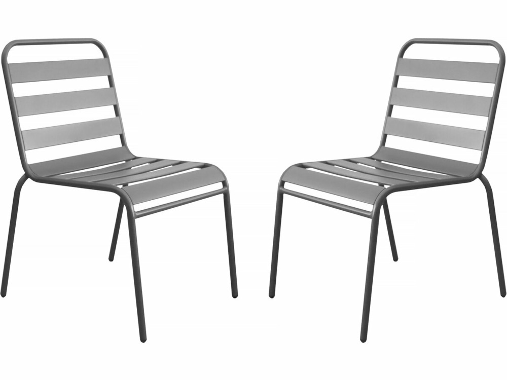 Lot de 2 chaises de jardin en métal empilables 