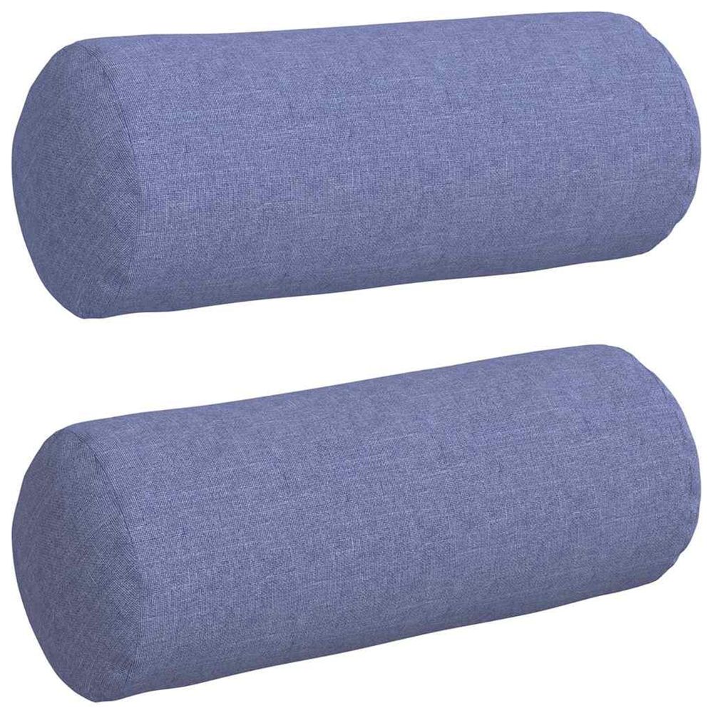 Coussins d'accent 2 pc tissu bleu denim ø 15 x 40 cm