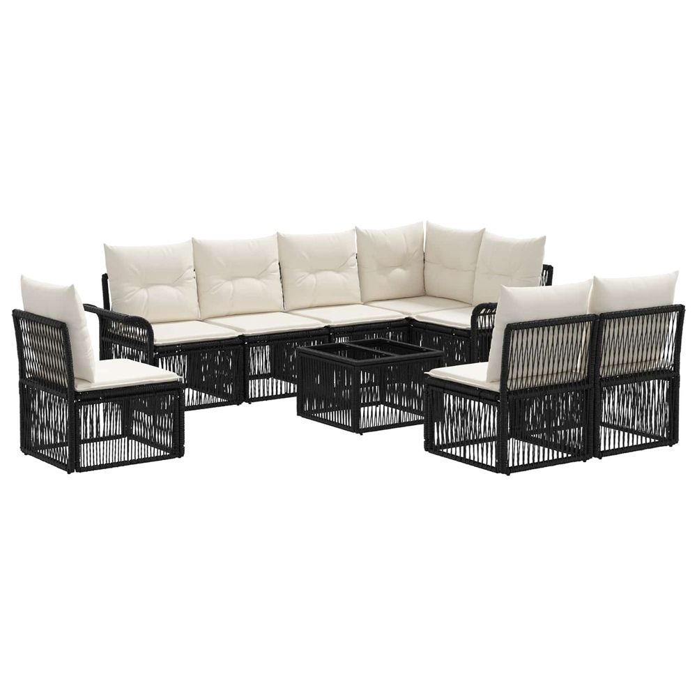 Ensemble de canapé de jardin 9 pc noir polyrotin