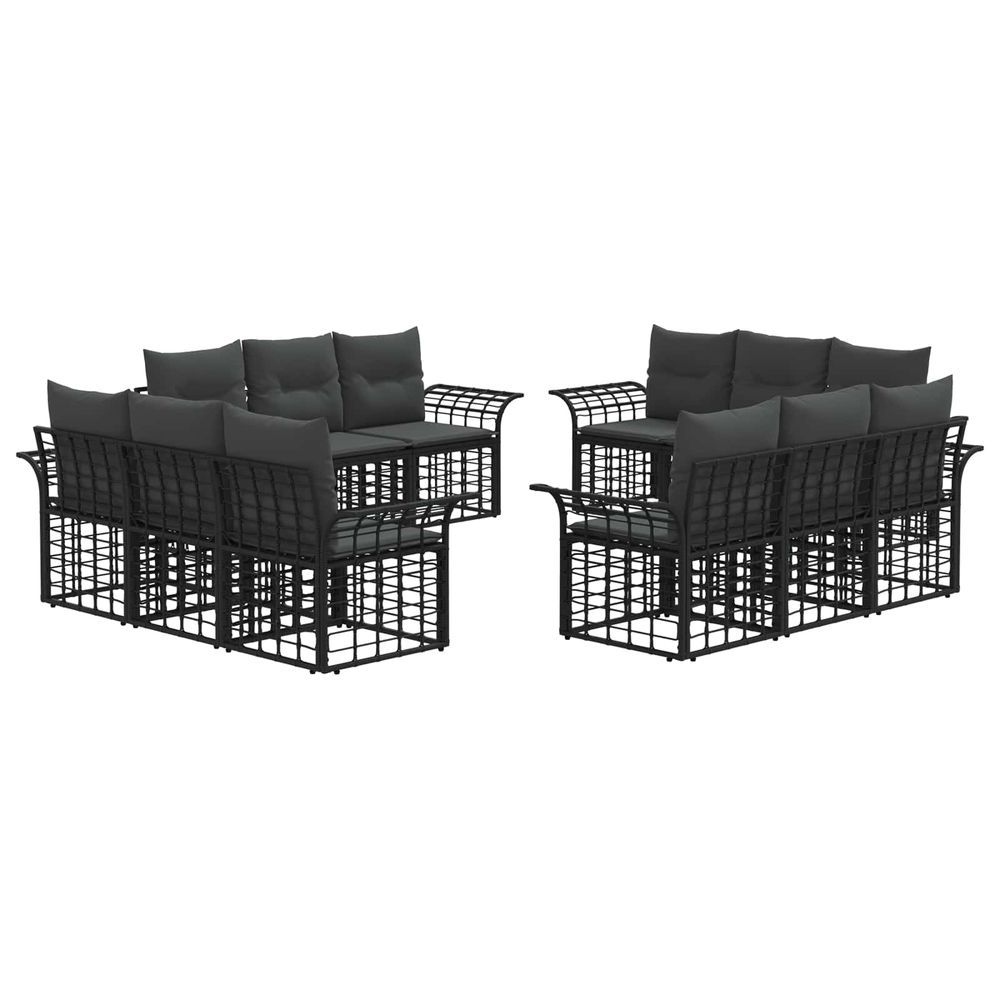 Ensemble de canapés d'extérieur 12 pc noir et gris foncé
