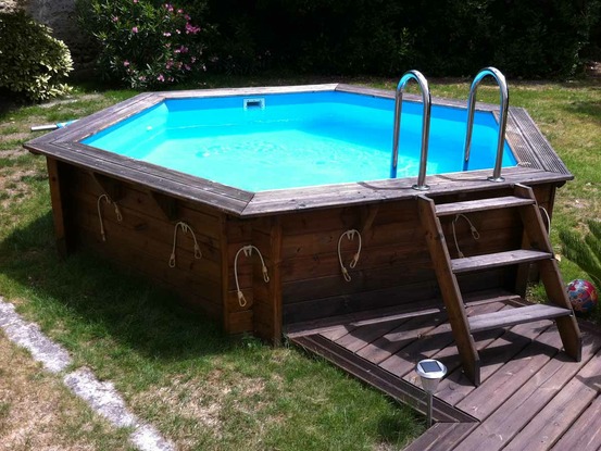 Piscine bois sunwater 4,10 x 1,20 m liner bleu