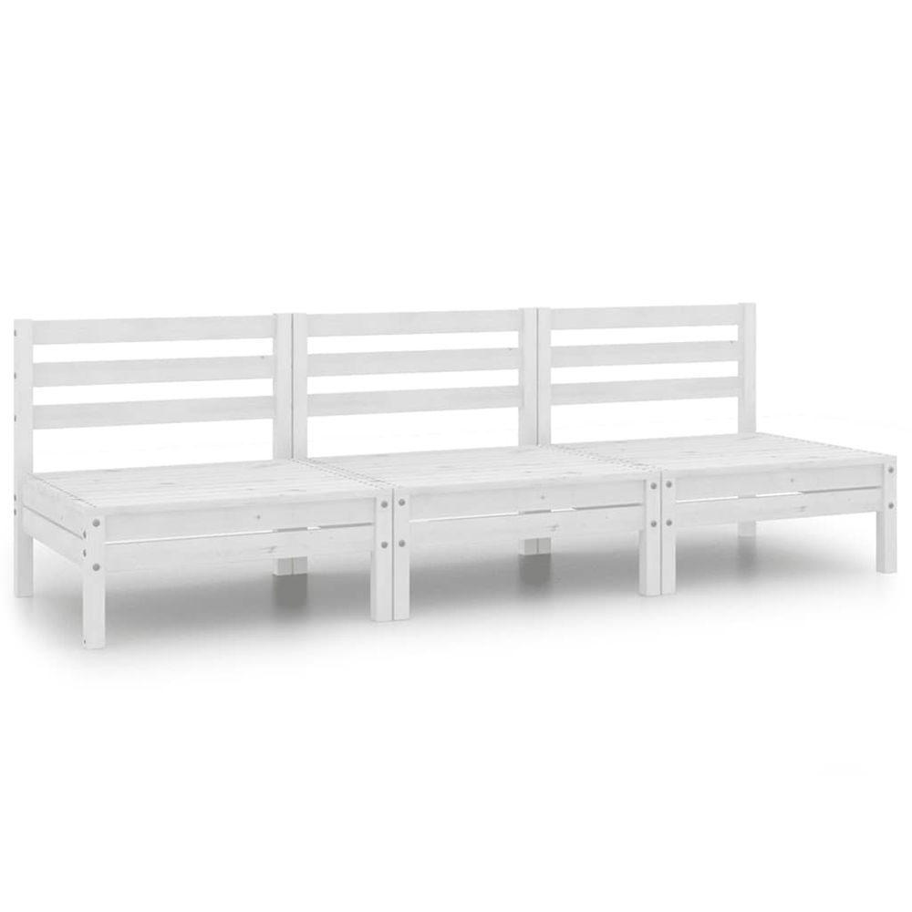 Salon de jardin 3 pcs blanc bois de pin massif