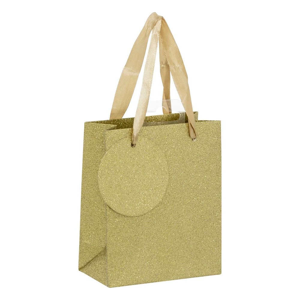 Sac cadeau paillettes taille mini doré